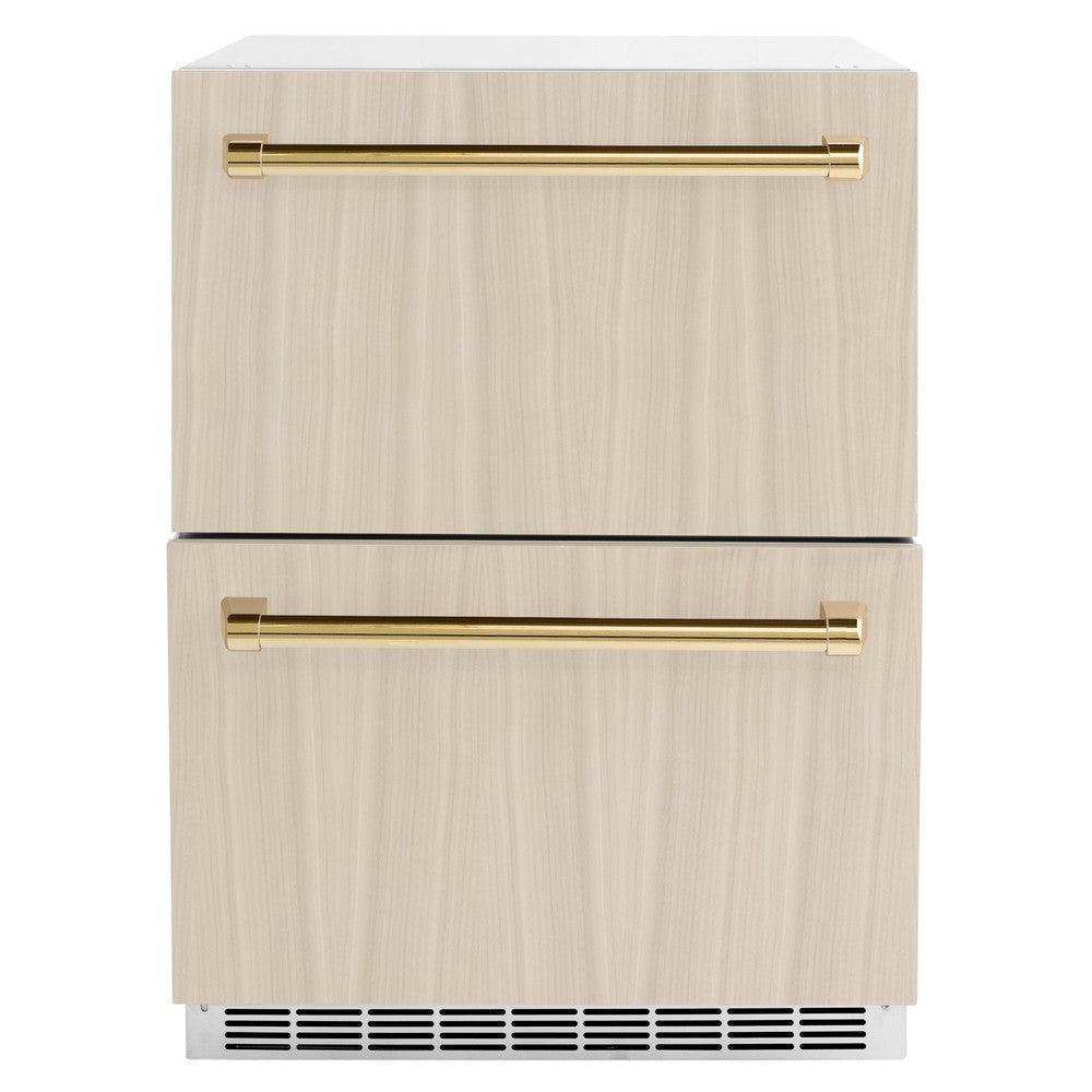 ZLINE Autograph Edition Touchstone 24-inch refrigerator, panel ready and polished gold accents RDSPOZ-24-G, view 7