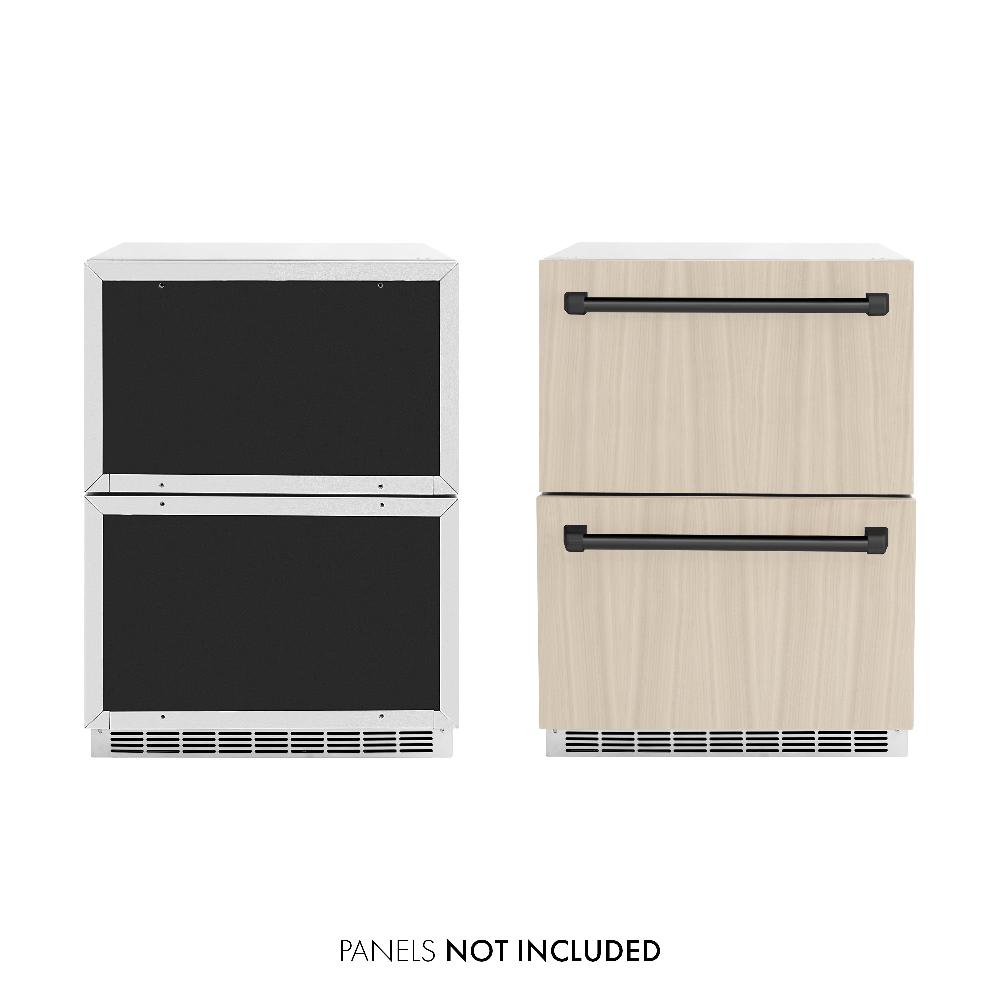ZLINE Autograph Edition Touchstone 24-inch refrigerator, panel ready and matte black accents RDSPOZ-24-MB