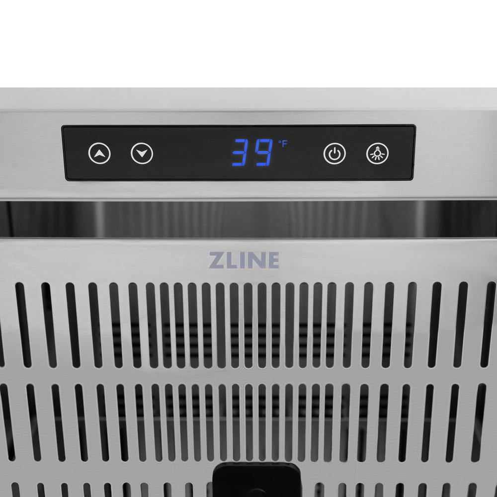 ZLINE Autograph Edition Touchstone 24-inch refrigerator in stainless steel and polished gold accents RDSOZ-ST-24-G, detail
