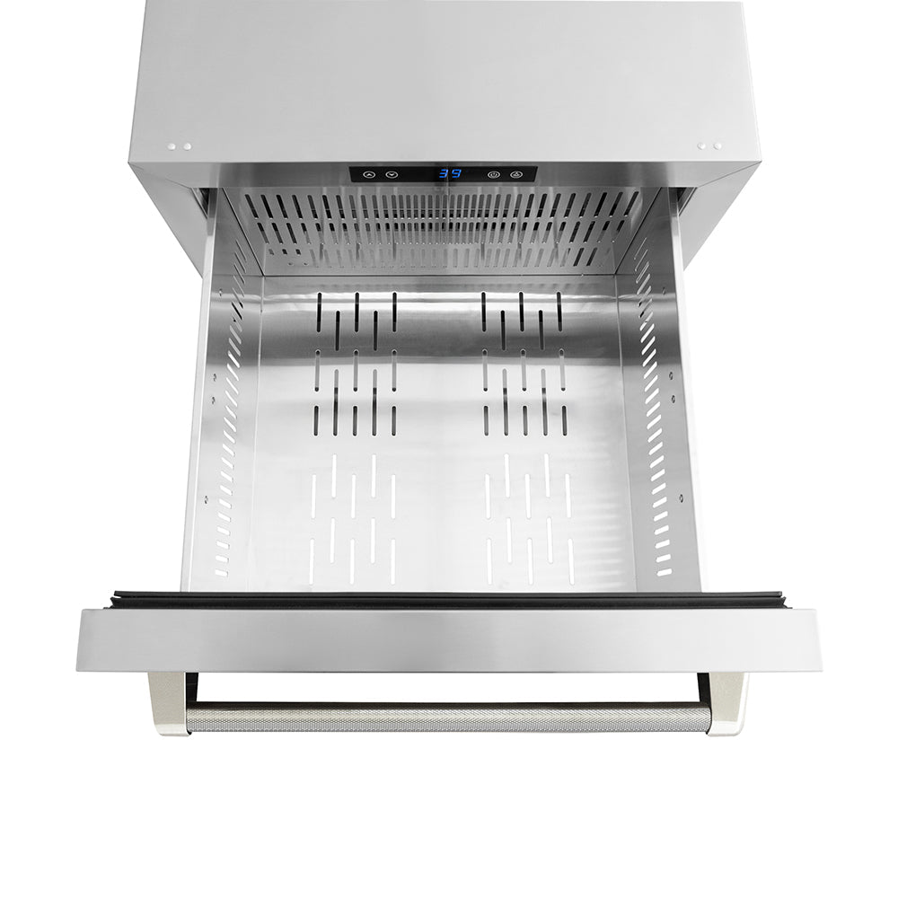 ZLINE Autograph Edition Touchstone 24-inch refrigerator in stainless steel and polished nickel accents RDSOZ-ST-24-KPN, detail