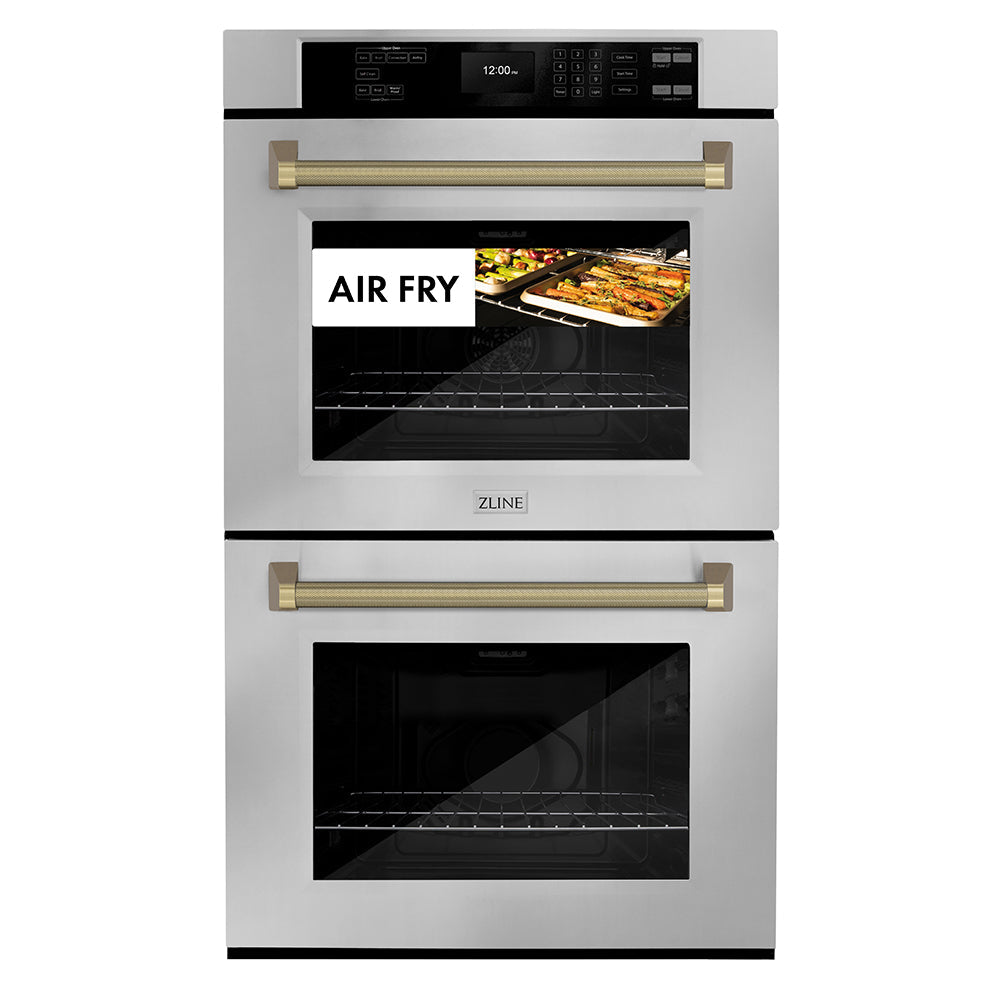 ZLINE Autograph Edition Professional 30-inch wall oven in stainless steel and champagne bronze accents WADZ-30-KCB, view 3