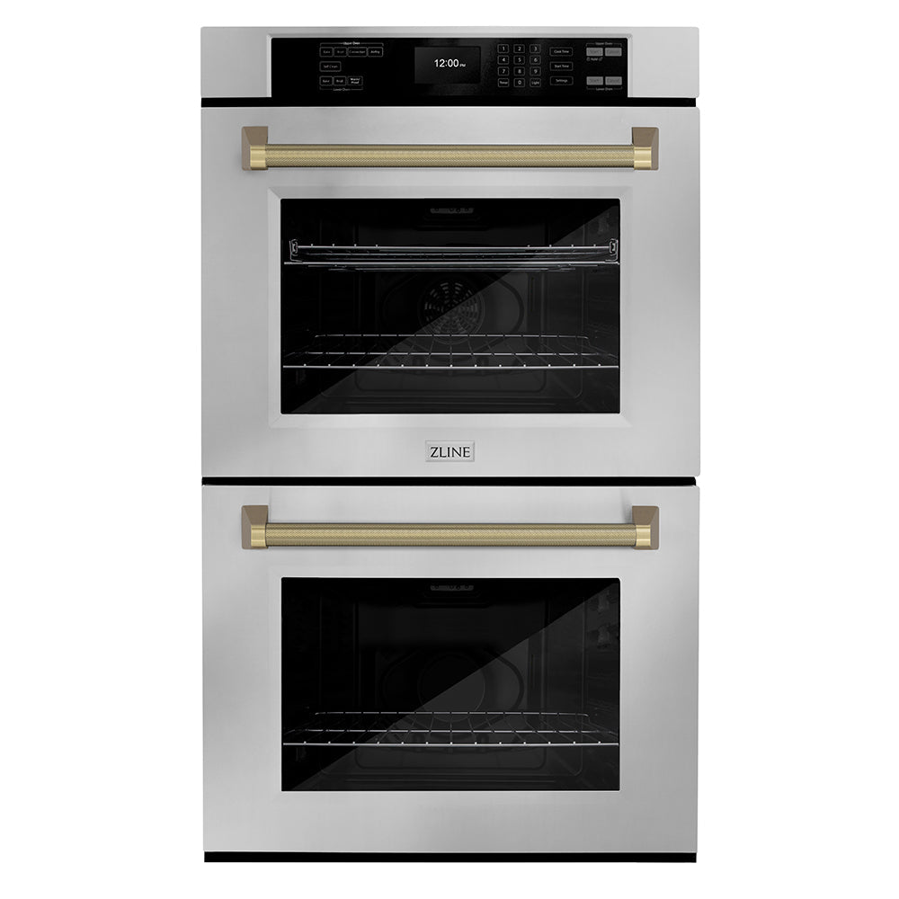 ZLINE Autograph Edition Professional 30-inch wall oven in stainless steel and champagne bronze accents WADZ-30-KCB