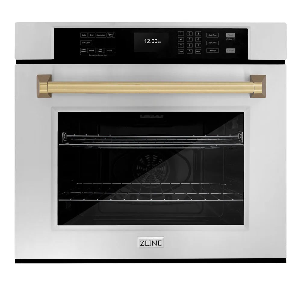 ZLINE Autograph Edition Professional 30-inch wall oven in stainless steel and champagne bronze accents WASZ-30-CB