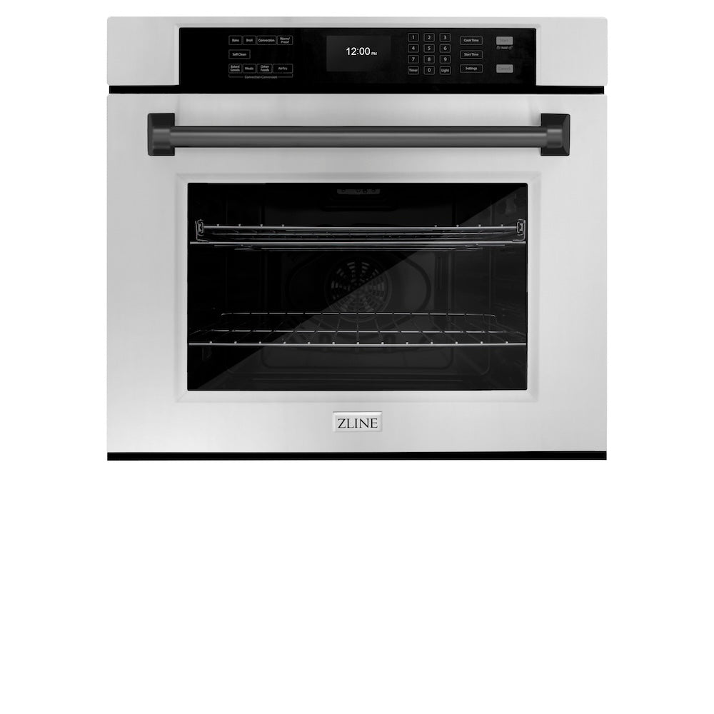 ZLINE Autograph Edition Professional 30-inch wall oven in stainless steel and matte black accents WASZ-30-MB, view 3