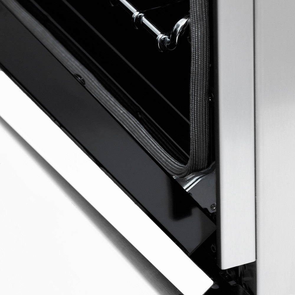 ZLINE Autograph Edition Legacy 48-inch range in stainless steel with white matte door and matte black accents RAZ-WM-48-MB, detail