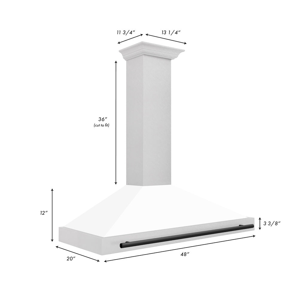 ZLINE Autograph Edition 48-inch range hood in satin stainless steel and matte black accents KB4SNZ-WM48-MB, view 7