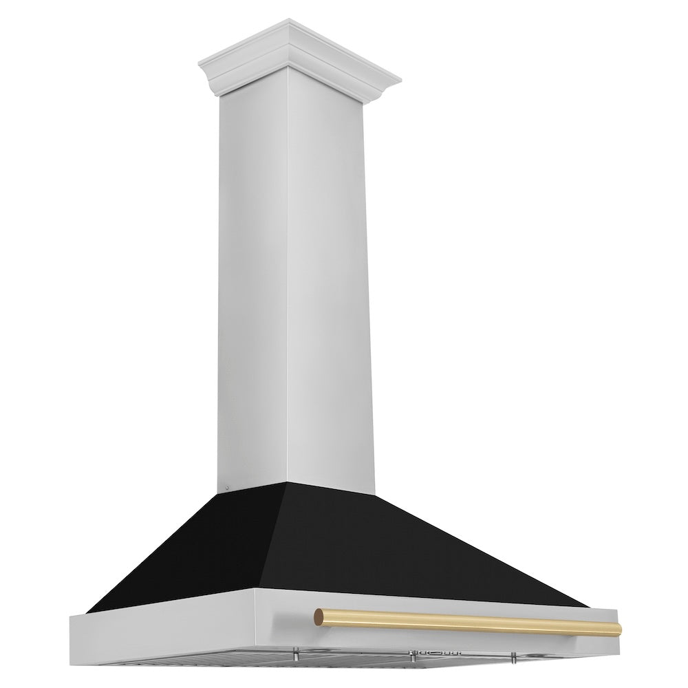 ZLINE Autograph Edition 36-inch range hood in black matte and champagne bronze accents KB4STZ-BLM36-CB