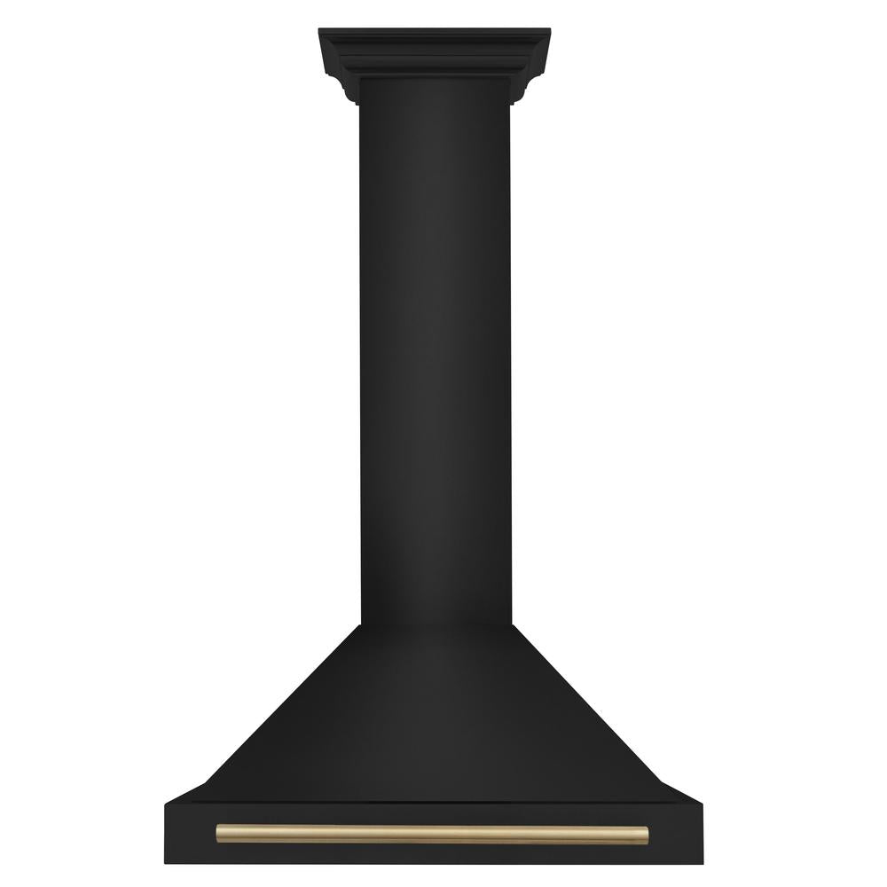 ZLINE Autograph Edition 30-inch range hood in black stainless steel and champagne bronze accents BSKB4Z-30-CB, front view