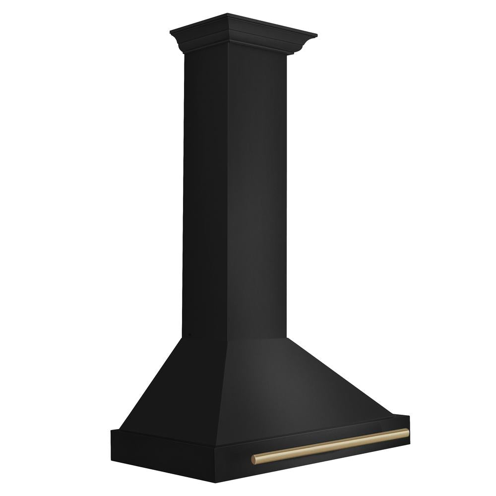 ZLINE Autograph Edition 30-inch range hood in black stainless steel and champagne bronze accents BSKB4Z-30-CB, side view