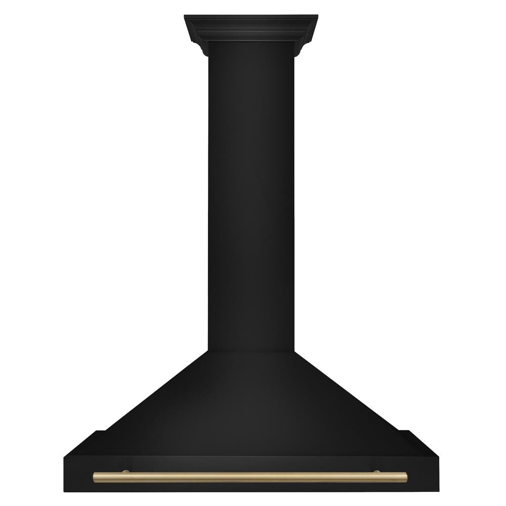 ZLINE Autograph Edition 36-inch range hood in black stainless steel and champagne bronze accents BSKB4Z-36-CB, front view