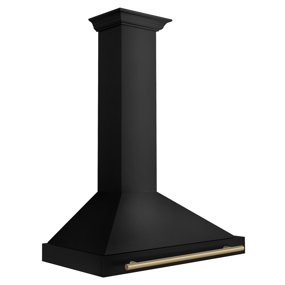 ZLINE Autograph Edition 36-inch range hood in black stainless steel and champagne bronze accents BSKB4Z-36-CB, side view