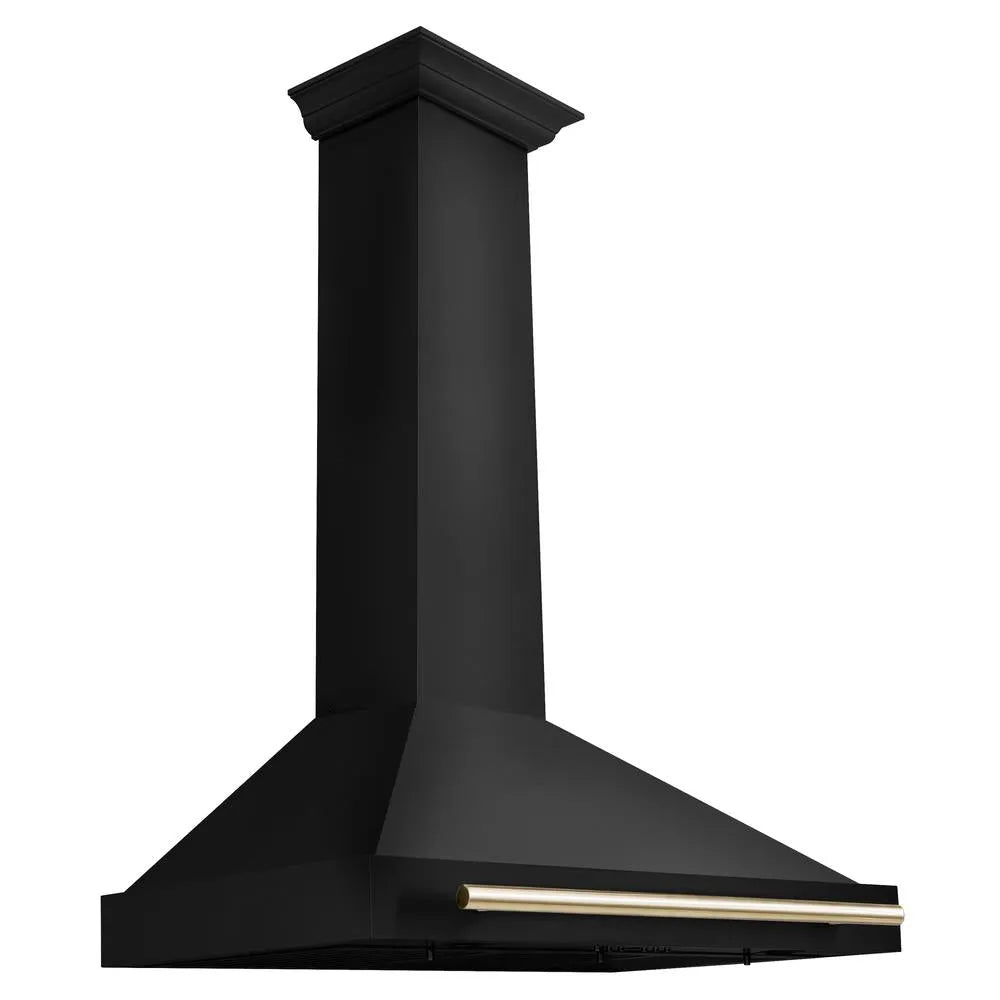 ZLINE Autograph Edition 36-inch range hood in black stainless steel and polished gold accents BSKB4Z-36-G