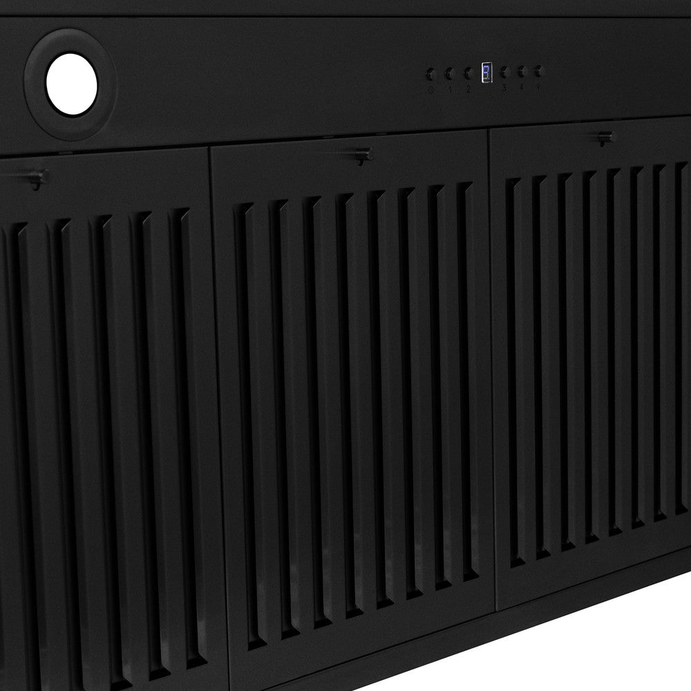 ZLINE Autograph Edition 48-inch range hood in black stainless steel and champagne bronze accents BSKB4Z-48-CB, detail
