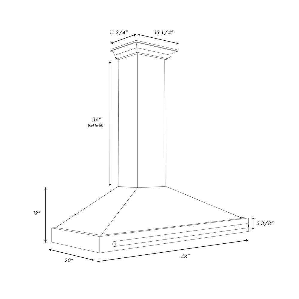 ZLINE Autograph Edition 48-inch range hood in black stainless steel and champagne bronze accents BSKB4Z-48-CB, view 6