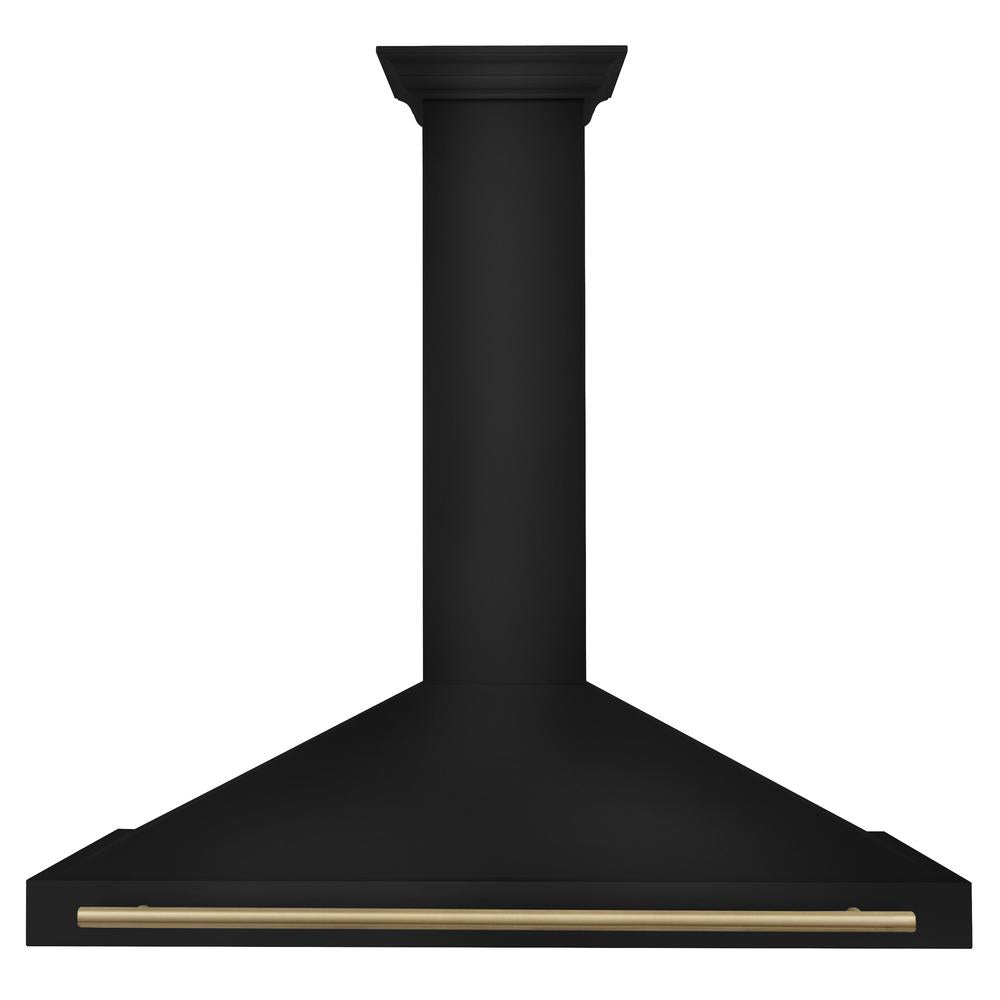 ZLINE Autograph Edition 48-inch range hood in black stainless steel and champagne bronze accents BSKB4Z-48-CB, front view