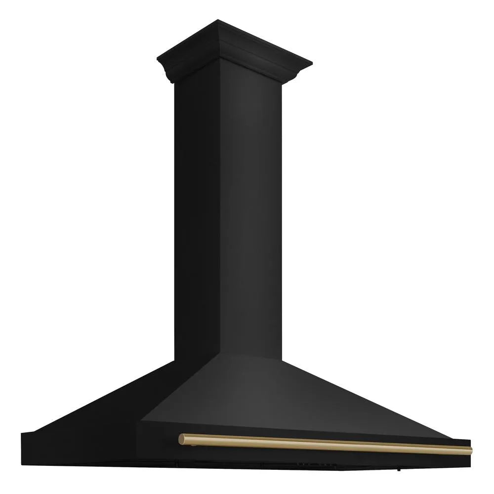 ZLINE Autograph Edition 48-inch range hood in black stainless steel and champagne bronze accents BSKB4Z-48-CB