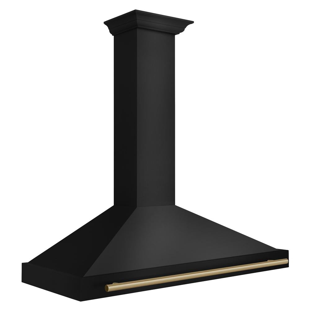 ZLINE Autograph Edition 48-inch range hood in black stainless steel and champagne bronze accents BSKB4Z-48-CB, side view