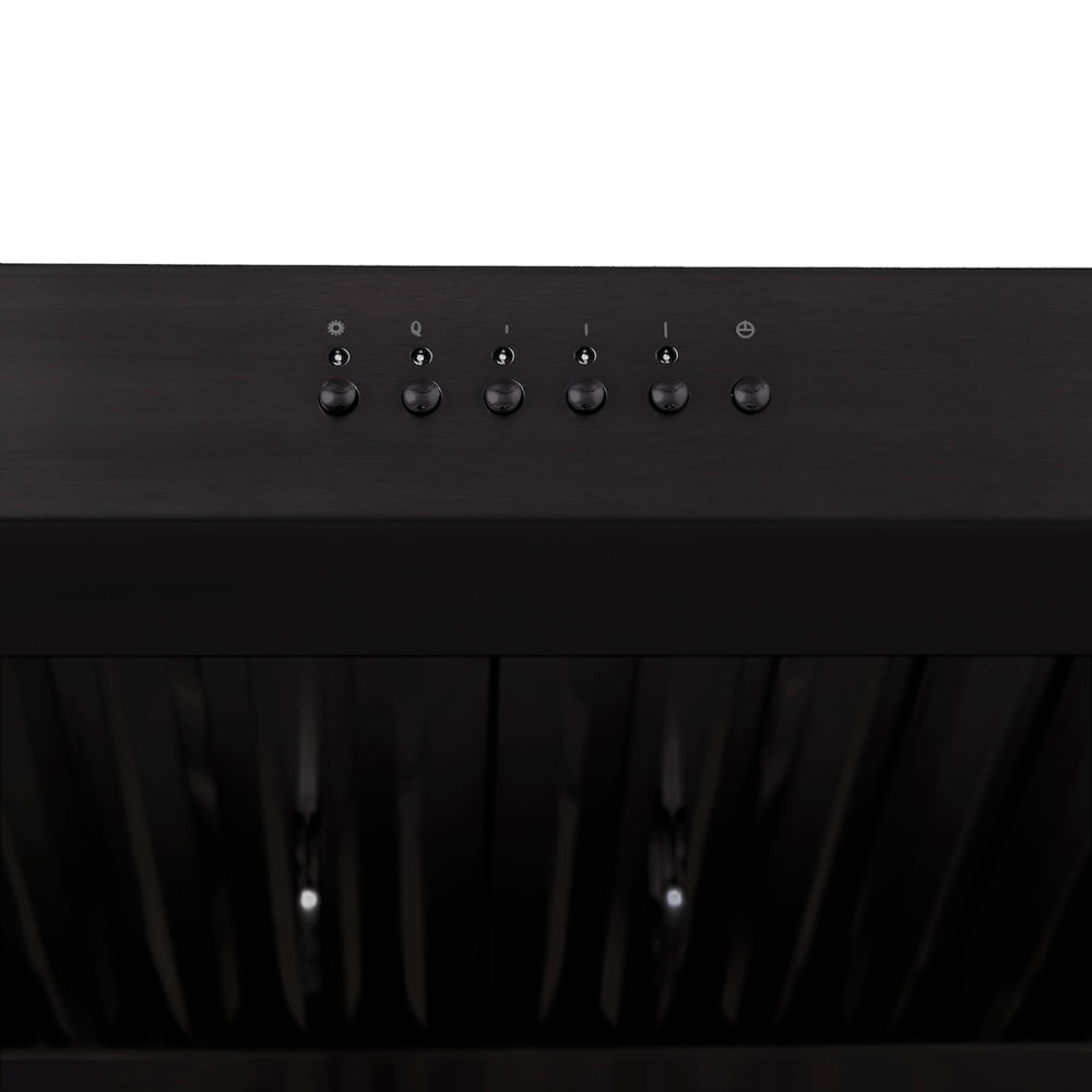 ZLINE 30-inch range hood in black stainless steel BS623-30, detail