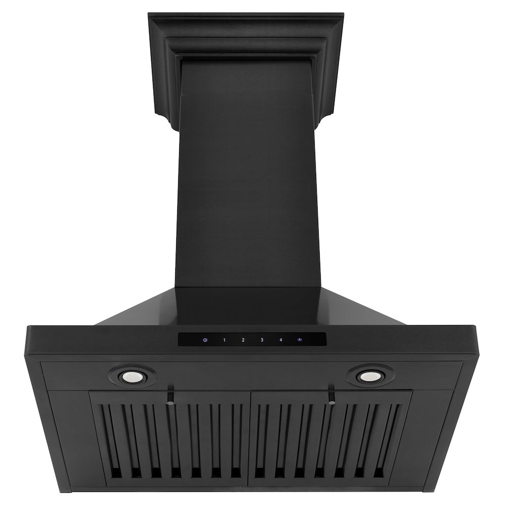 ZLINE Convertible Vent 24-inch range hood in black stainless steel BSKBNCRN-24, front view