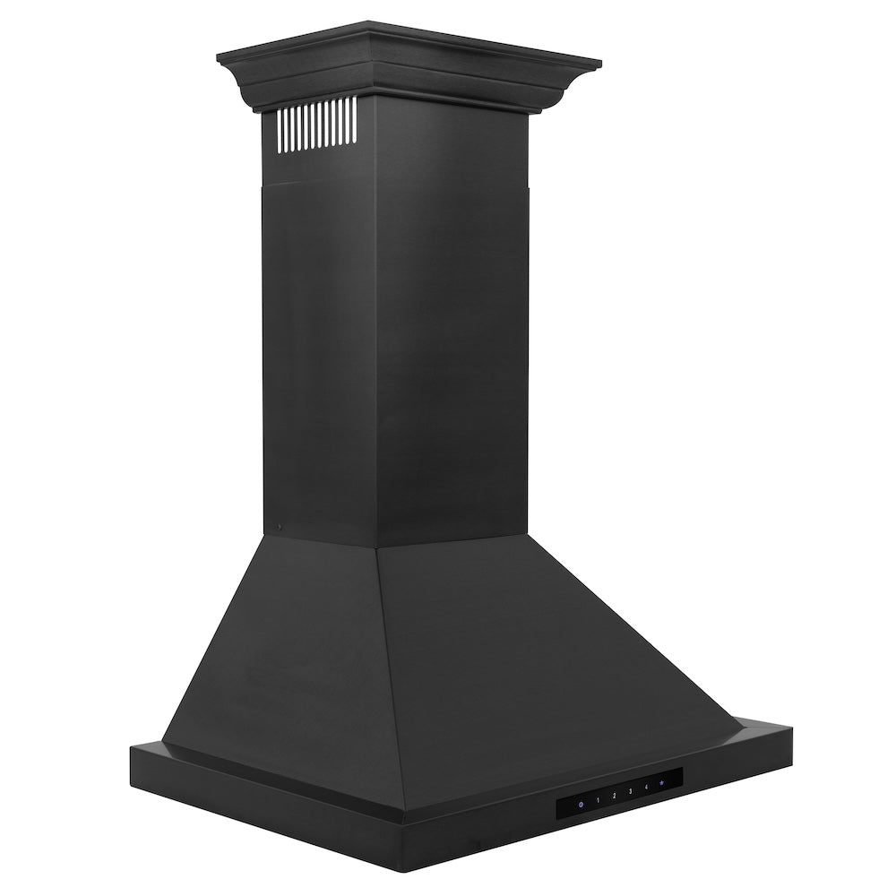 ZLINE Convertible Vent 24-inch range hood in black stainless steel BSKBNCRN-24, from above
