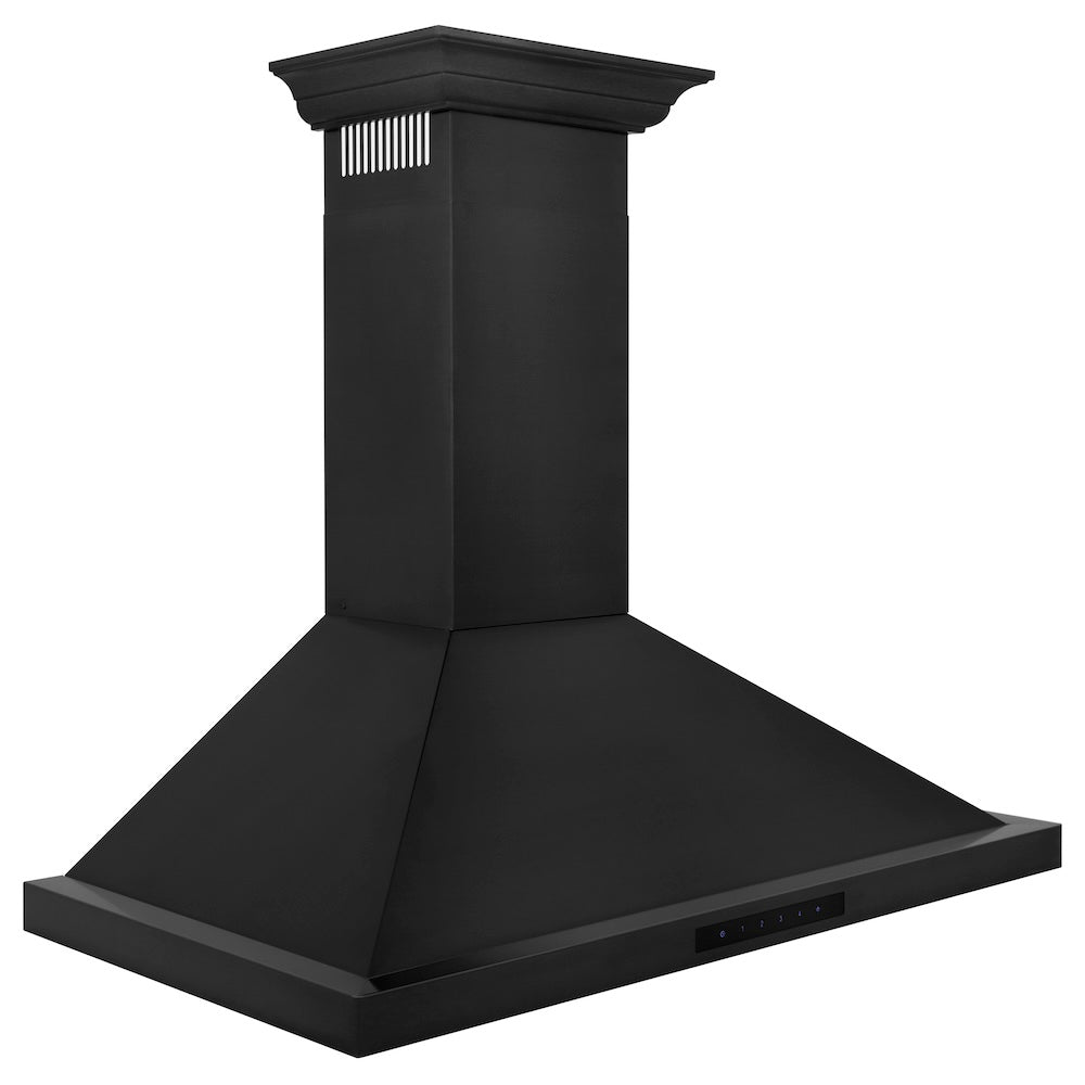 ZLINE Convertible Vent 36-inch range hood in black stainless steel BSKBNCRN-36, from above