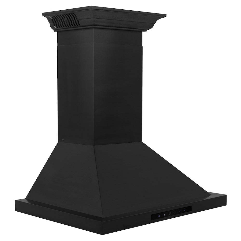 ZLINE CrownSound 24-inch range hood in black stainless steel BSKBNCRN-BT-24, from above