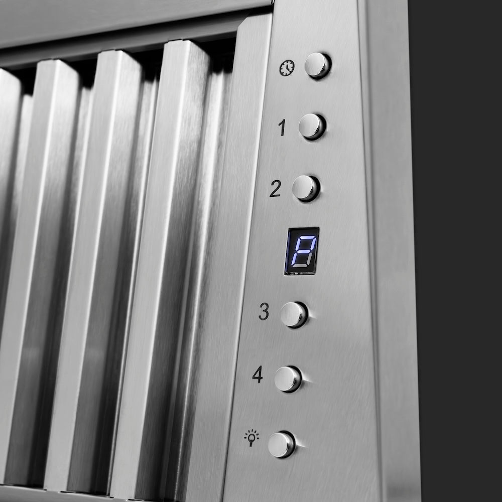 ZLINE Wooden 30-inch range hood in rustic black 355CC-30, detail