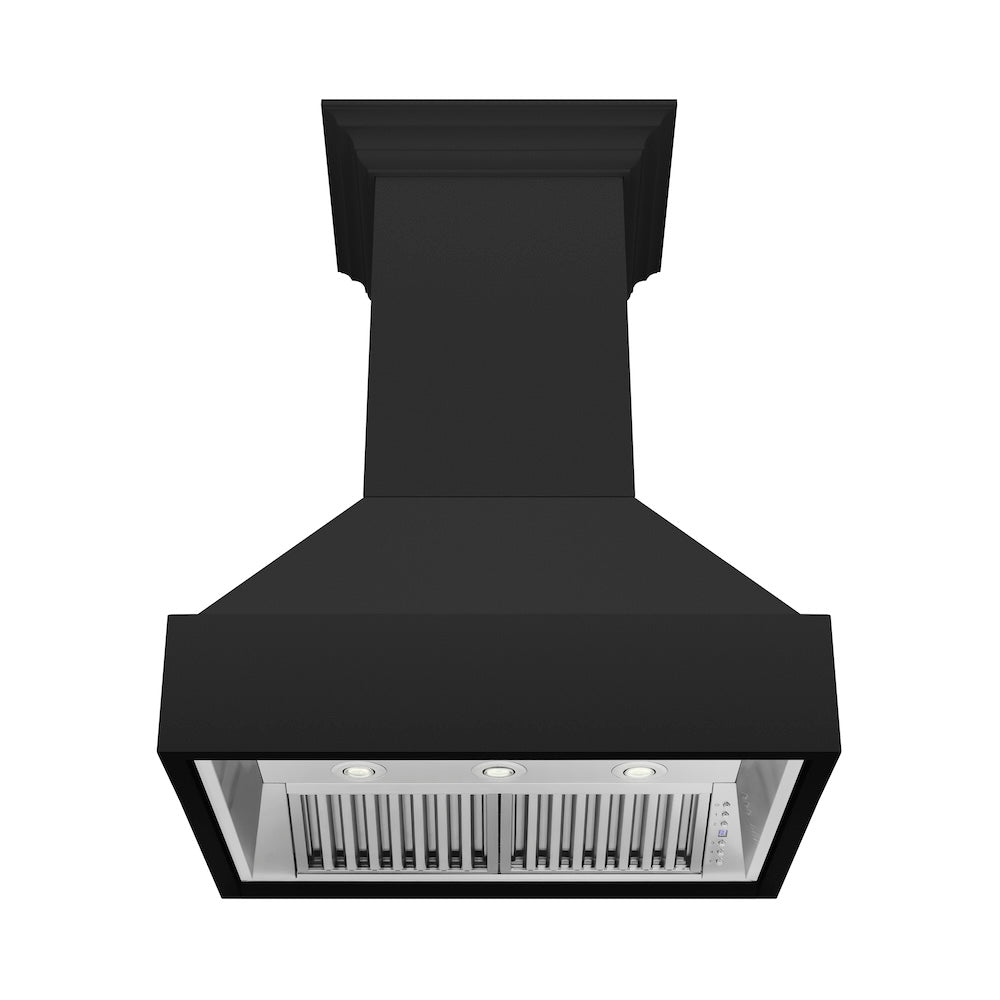 ZLINE Wooden 30-inch range hood in rustic black 355CC-30, front view