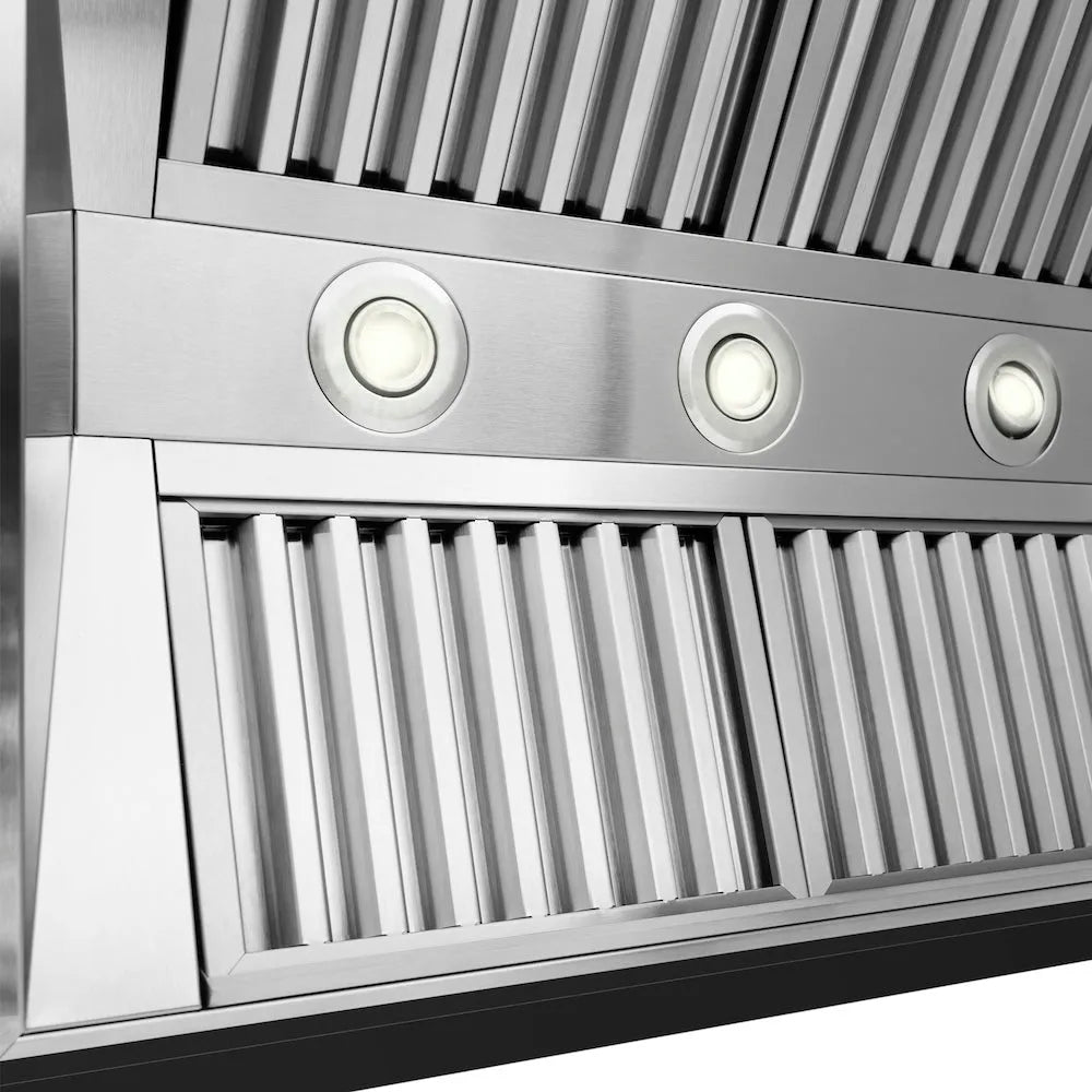 ZLINE Wooden 36-inch range hood in rustic black 355CC-36, detail
