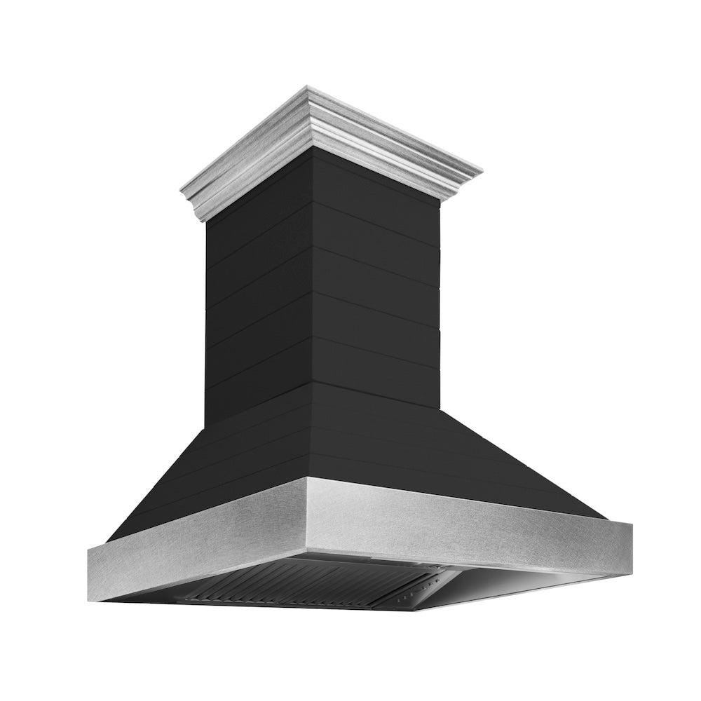 ZLINE Wooden 36-inch range hood in rustic shiplap black 365CC-36, view 4