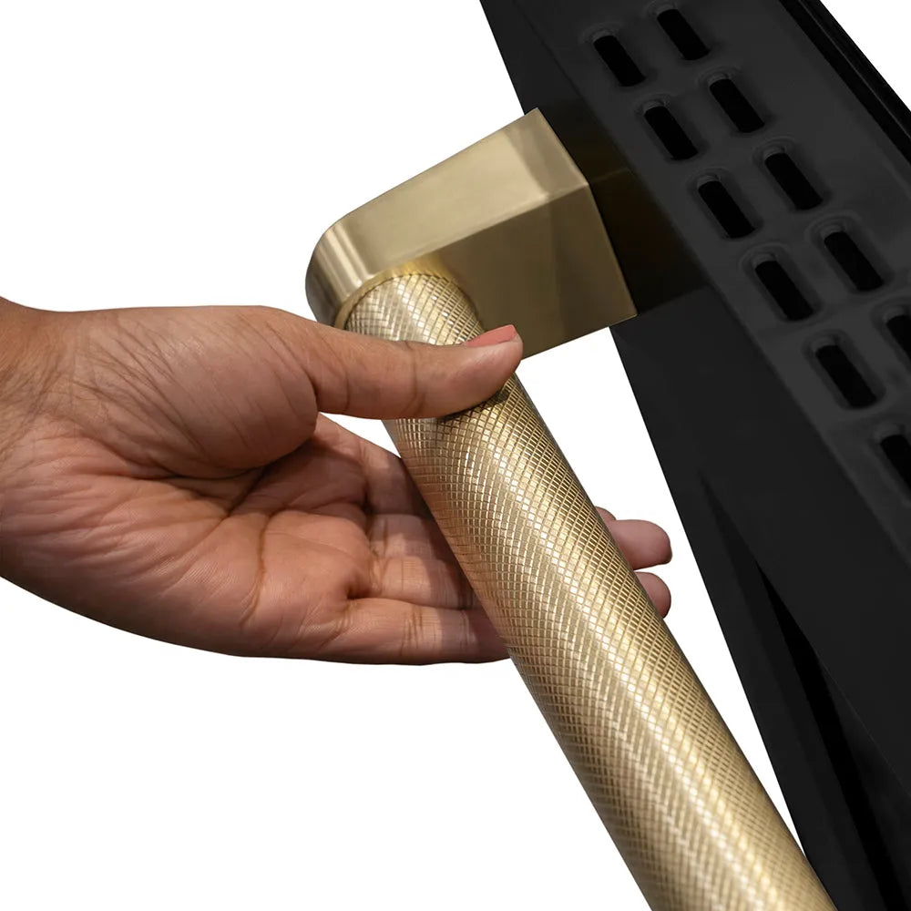 ZLINE Autograph Edition Paramount 36-inch range in black stainless steel and champagne bronze accents SGRBZ-36-KCB, detail