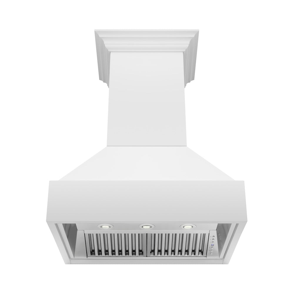 ZLINE Wooden 36-inch range hood in rustic bright white 355WW-36, front view