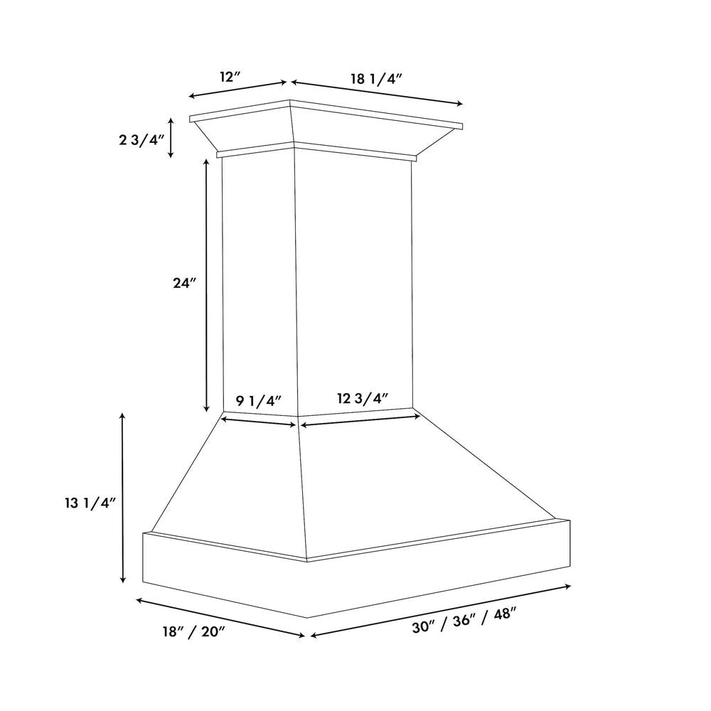 ZLINE Wooden 36-inch range hood in smooth bright white KBWW-36, view 7