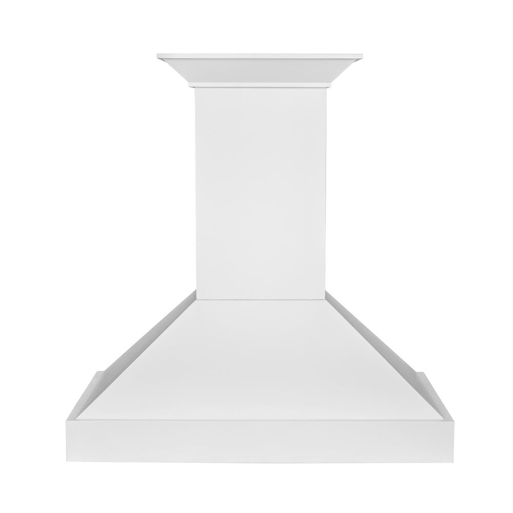 ZLINE Wooden 36-inch range hood in smooth bright white KBWW-36, front view