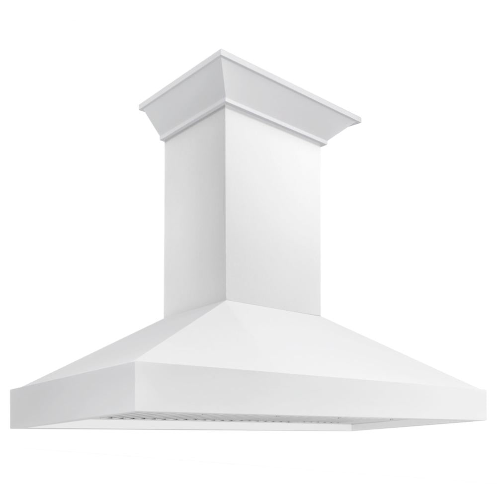 ZLINE Wooden 48-inch range hood in smooth bright white KBWW-48