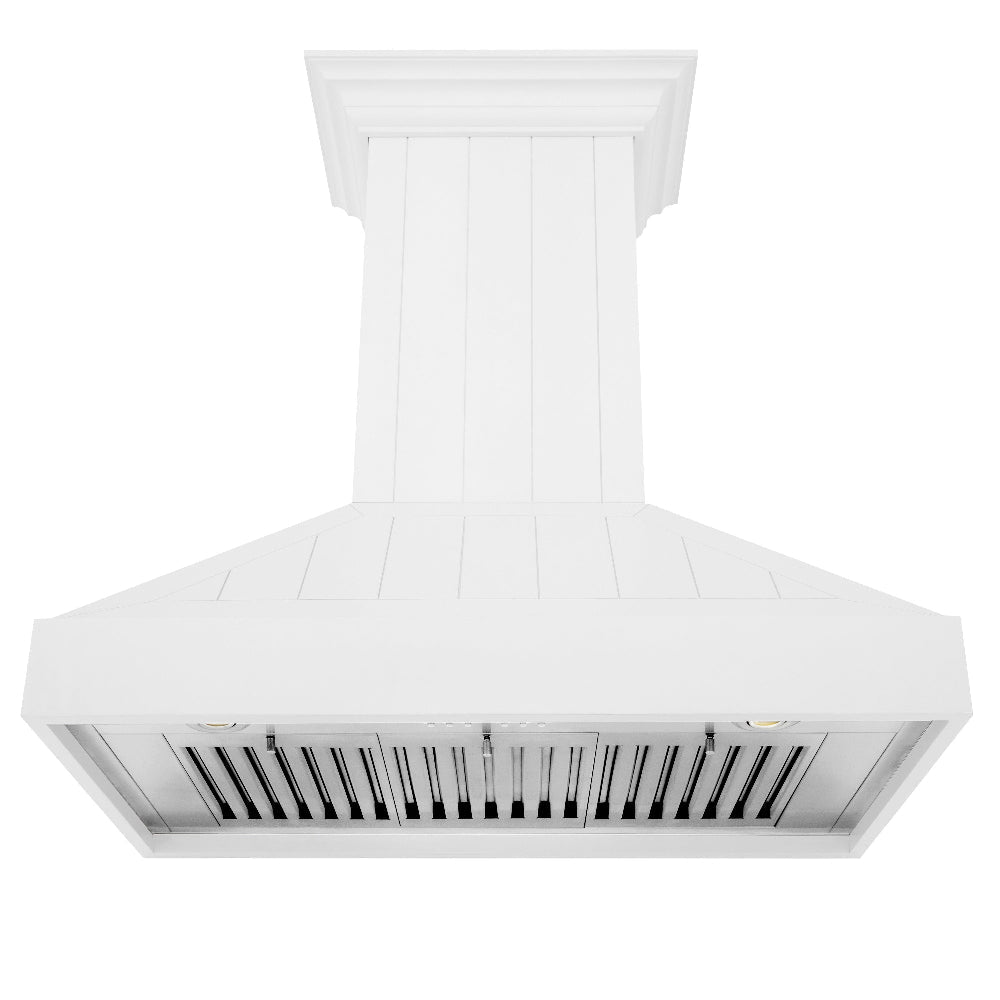 ZLINE Wooden 30-inch range hood in shiplap bright white KPWW-30, front view