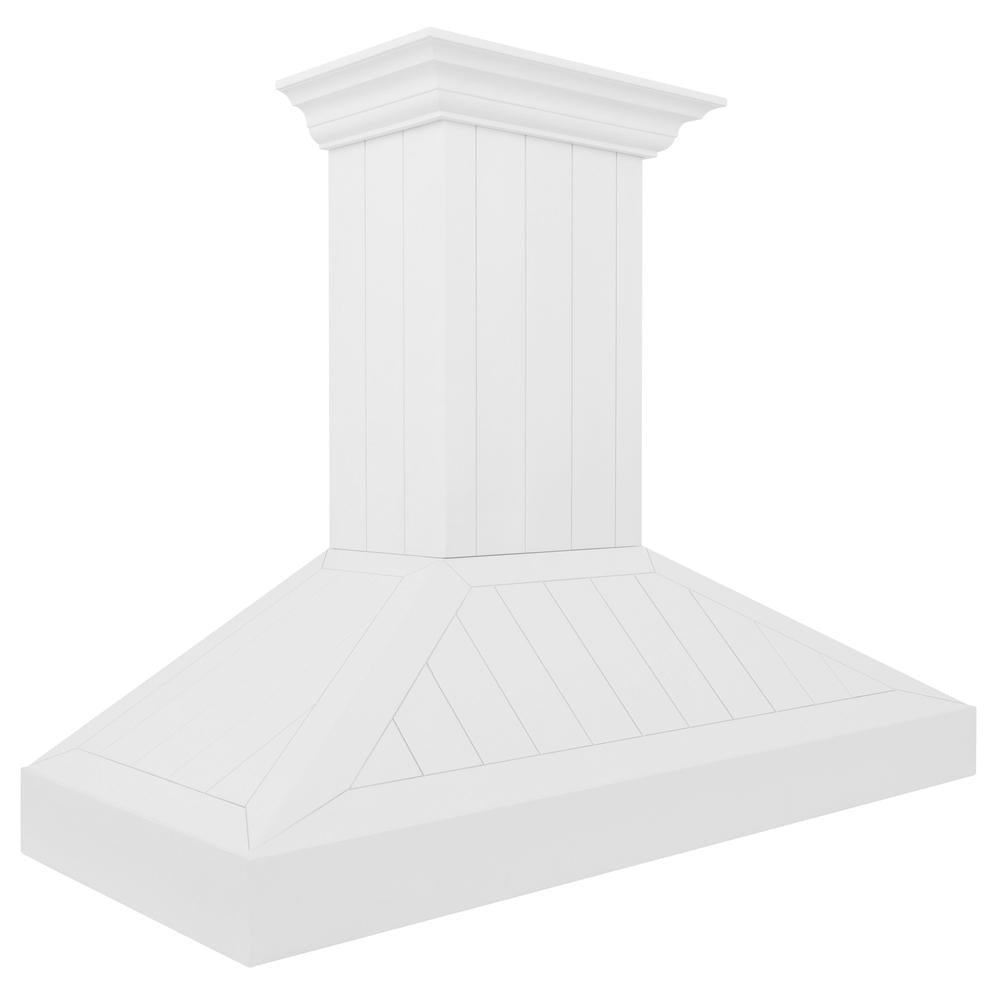ZLINE Wooden 48-inch range hood in shiplap bright white KPWW-48, from above