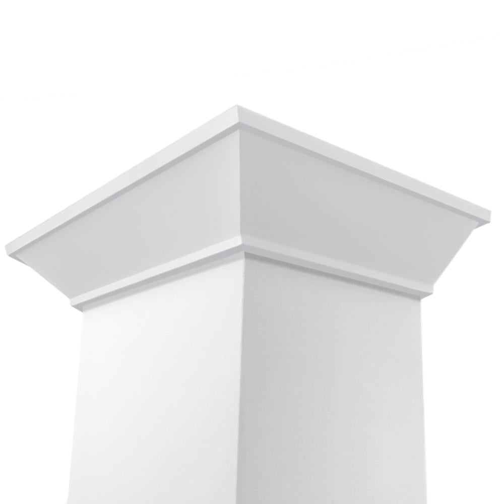 ZLINE Wooden 48-inch range hood in smooth bright white KBWW-48, detail