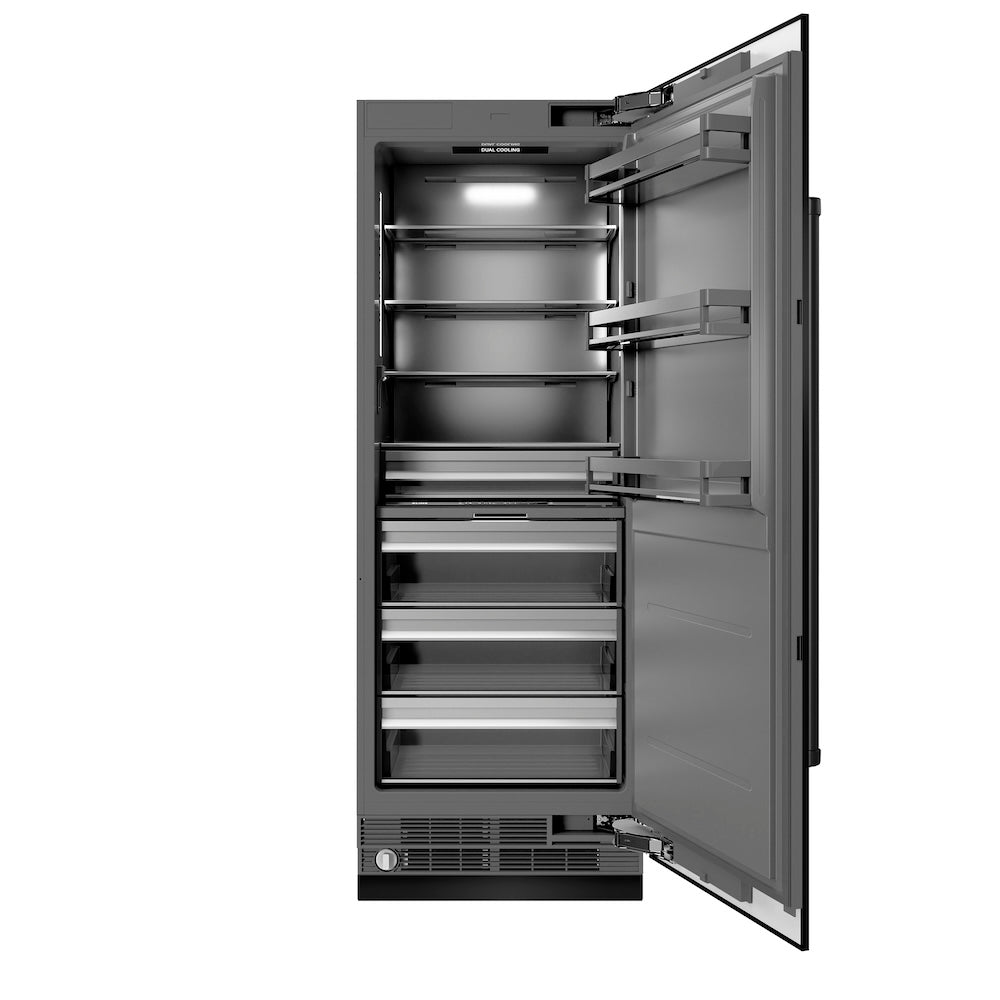 ZLINE 30-inch refrigerator in black stainless steel with graphite gray interior RCRV-BS-30