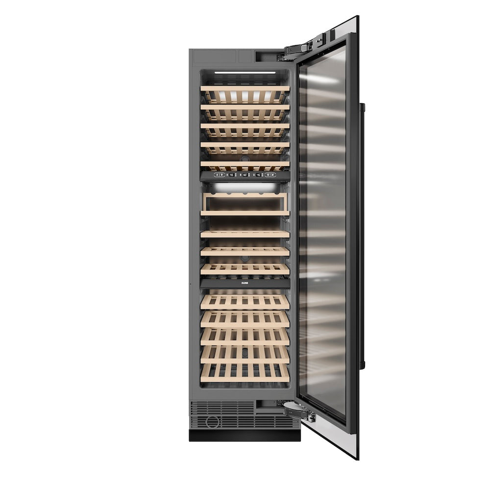 ZLINE 24-inch wine cooler in black stainless steel with graphite gray interior RCWV-BS-24, front view