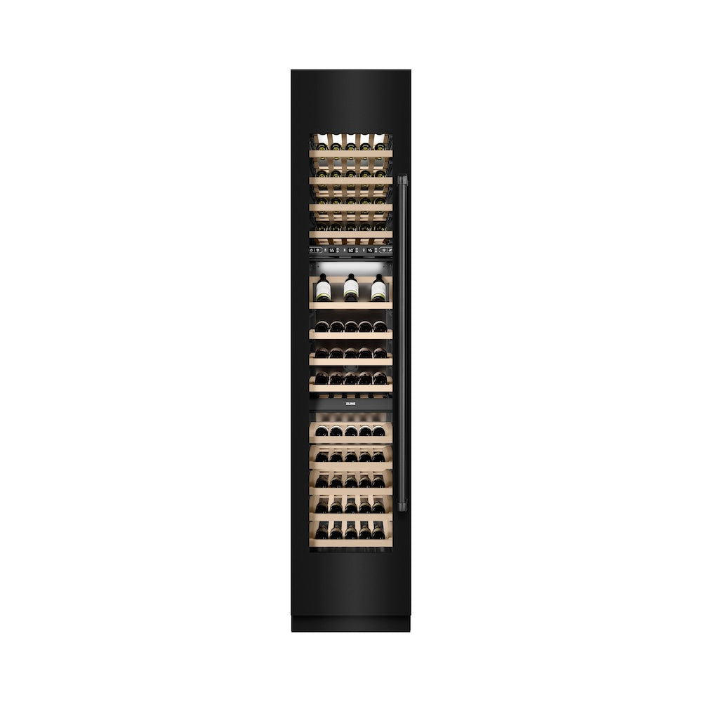 ZLINE 18-inch wine cooler in black stainless steel with graphite gray interior RCWVL-BS-18, front view