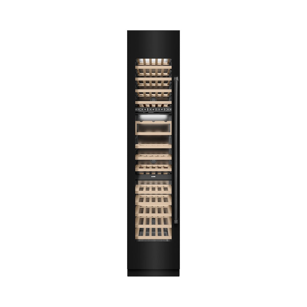 ZLINE 18-inch wine cooler in black stainless steel with graphite gray interior RCWVL-BS-18, front view