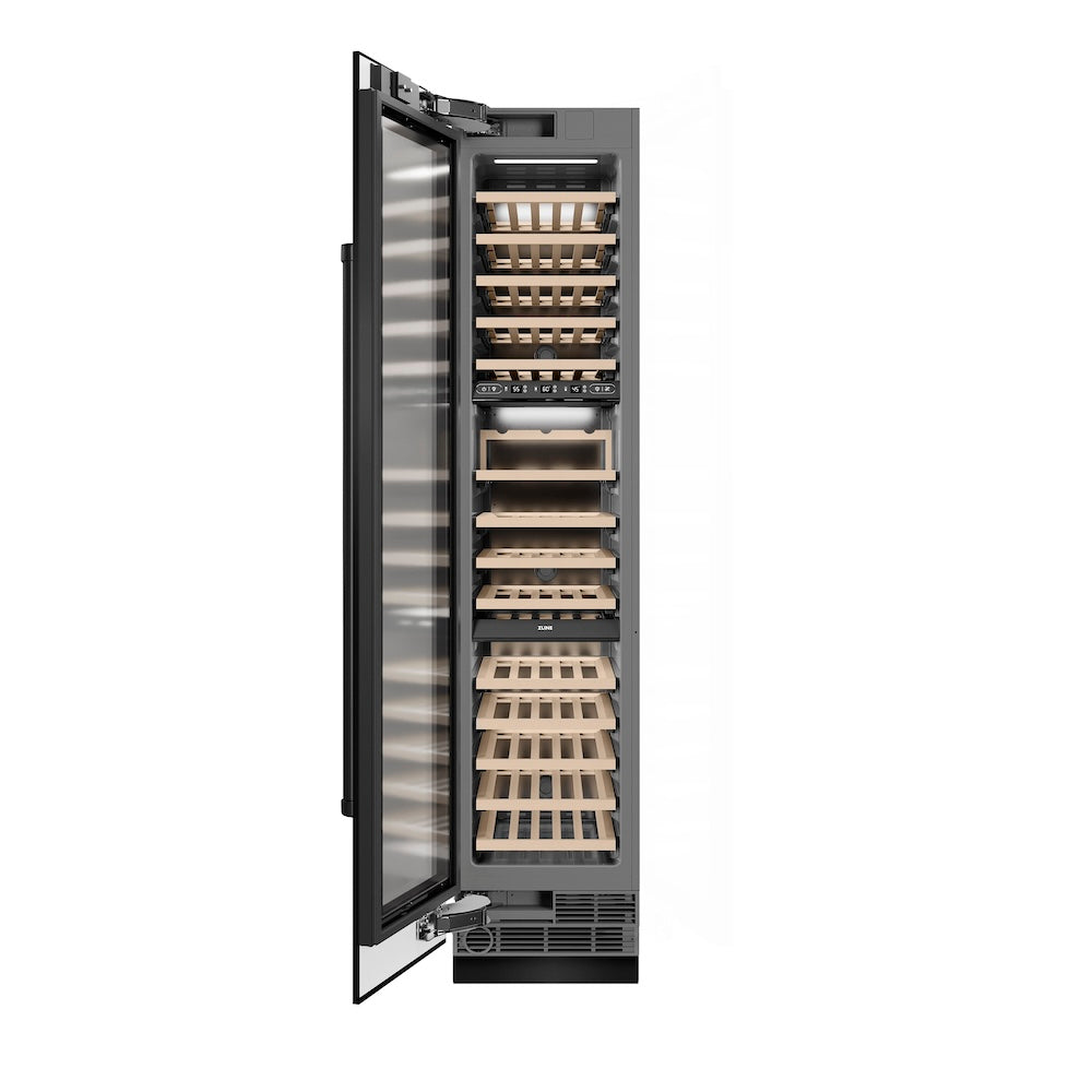 ZLINE 18-inch wine cooler in black stainless steel with graphite gray interior RCWVL-BS-18, front view