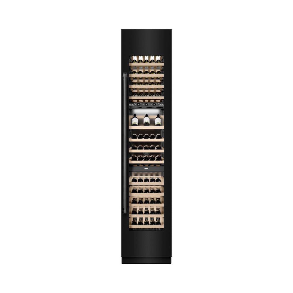 ZLINE 18-inch wine cooler in black stainless steel with graphite gray interior RCWVR-BS-18, front view