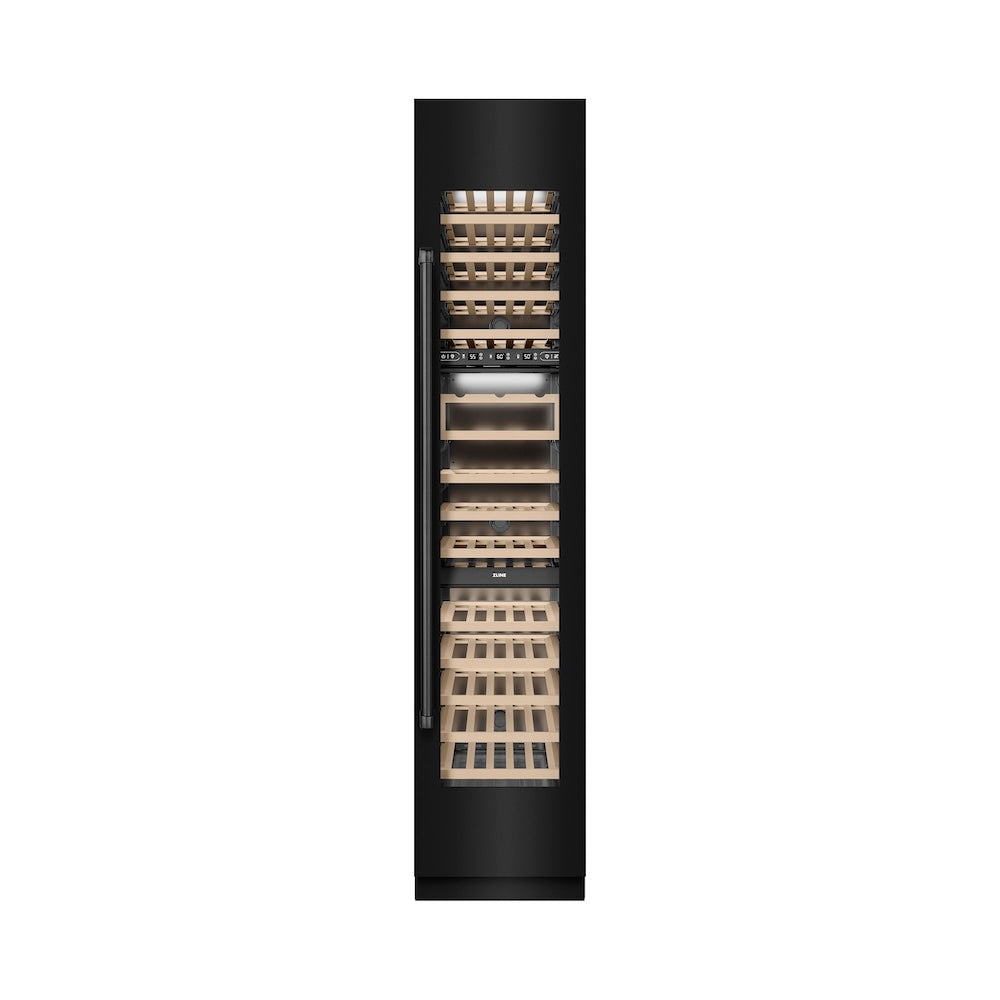 ZLINE 18-inch wine cooler in black stainless steel with graphite gray interior RCWVR-BS-18, front view