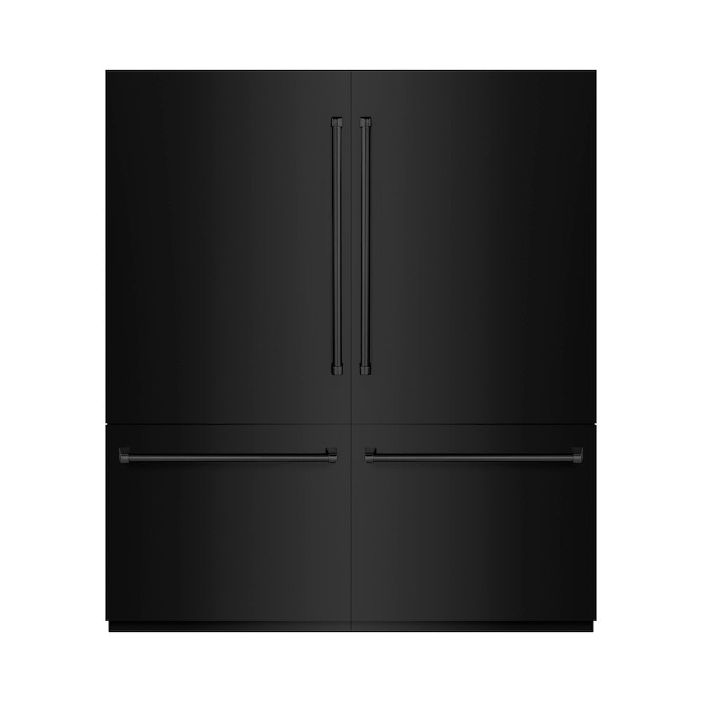 ZLINE 72-inch refrigerator in black stainless steel with graphite gray interior GRBIT-BS-72, front view
