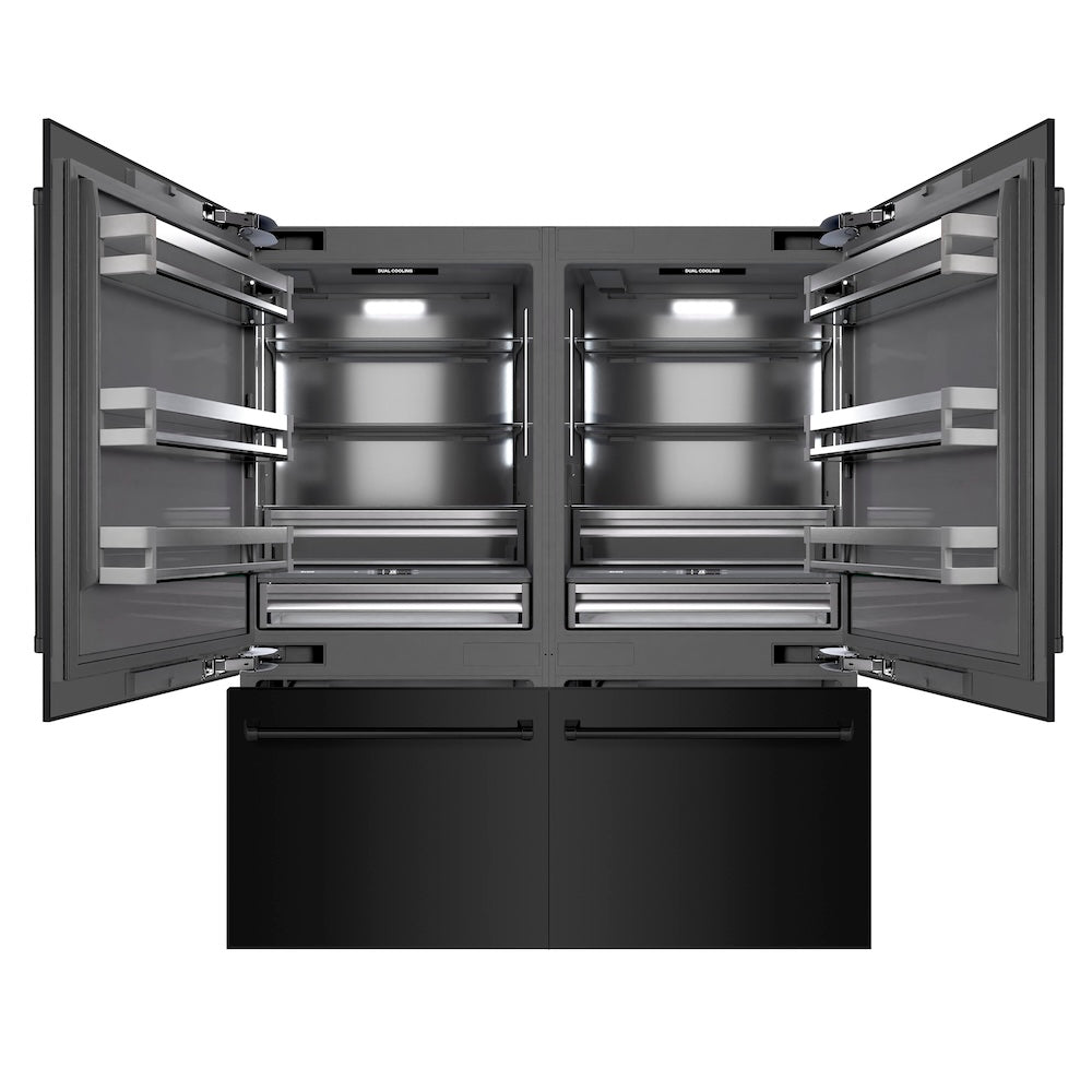 ZLINE 72-inch refrigerator in black stainless steel with graphite gray interior GRBIT-BS-72, front view