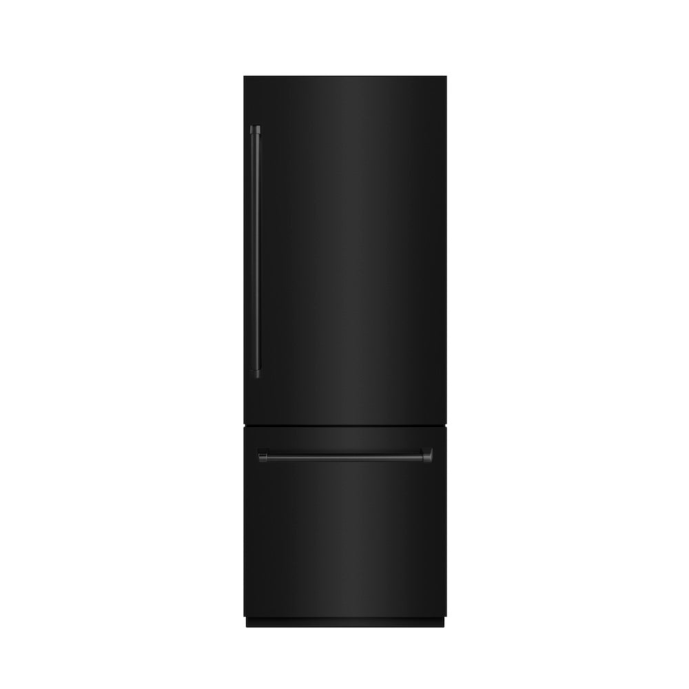 ZLINE 30-inch refrigerator in black stainless steel with graphite gray interior GRBIV-BS-30, front view