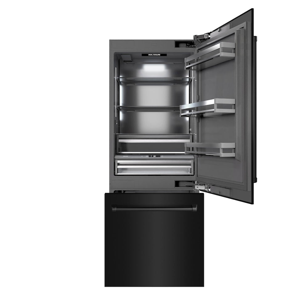 ZLINE 30-inch refrigerator in black stainless steel with graphite gray interior GRBIV-BS-30