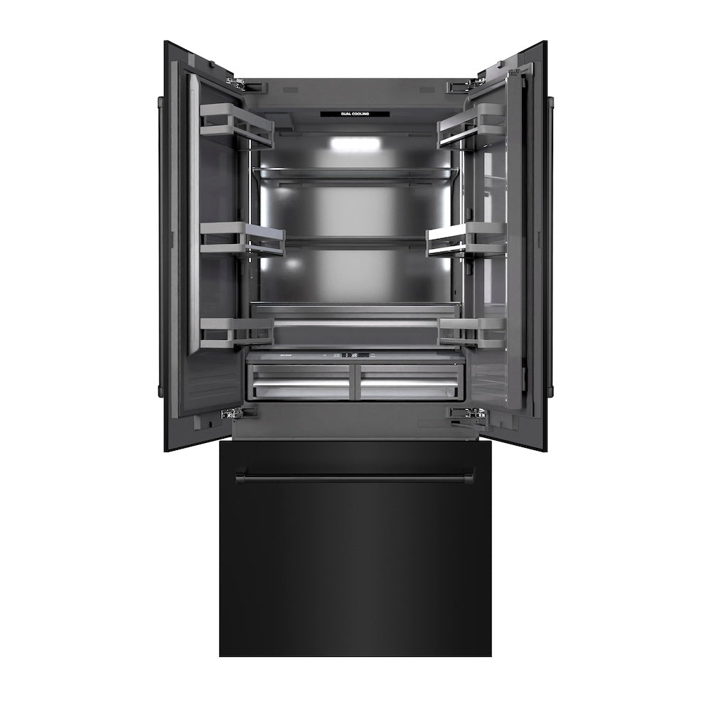 ZLINE 36-inch refrigerator in black stainless steel with graphite gray interior GRBIV-BS-36
